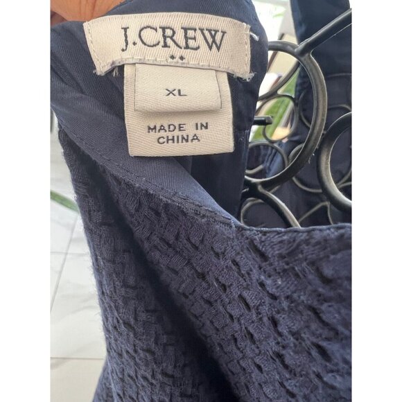 J.Crew Navy Off-Shoulder Textured Knit Mini Dress With Ruffle Sleeves size XL - Picture 7 of 7